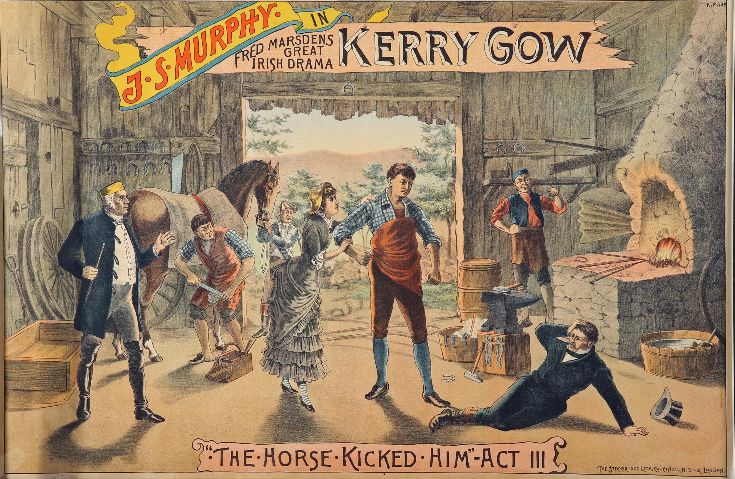 Theatre Poster. J.S. Murphy, Fred Marsden's Great Irish Drama, Kerry Gow, "The Horse Kicked Him" Act