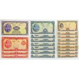 Central Bank of Ireland 'Lady Lavery' banknotes, accumulation, Five Pounds (10); Ten Pounds (7);