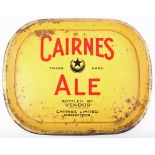 Cairnes Ale Drogheda, oblong metal pub tray, 16½" (42cm) wide.