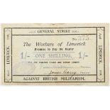 1919 (April 15-27) Extremely rare "Limerick Soviet" One Shilling Note. "April LIMERICK 1919 -