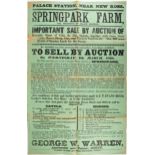 Auction Poster advertising the sale by auction of Springpark Farm, Palace Station, near New Ross