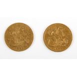 Two Victorian half-sovereigns, 1898 & 1899, both gF. (2)