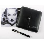 A Mont Blanc 'Marlene Dietrich Edition' fountain pen black resin with platinum plated trim, cap