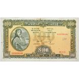 Central Bank of Ireland, 'Lady Lavery', One Hundred Pounds banknote, 26-2-73, numerical annotation