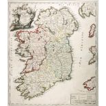 1745 Map of Ireland by George Louis Le Rouge. A hand-coloured engraved map, Le Royaume D'Irlande,