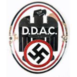 1933-1945 Der Deutsche Automobil Club (D.D.A.C.) oval, chrome-plated and enamelled car badge, a