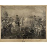 Battle of the Boyne. William III, riding a white horse, leads his army as they surge onto the