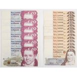 Central bank of Ireland Series 'C' banknotes. Twenty Pounds, 09.12.99, sequential run of four and