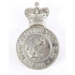 Royal St George Yacht Club car badge. A white metal circular badge surmounted by a crown, centred by