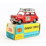 Corgi 339 1967 Monte-Carlo WINNER B.M.C. Mini-Copper 'S'. In red with white roof with rack and spare