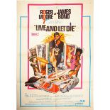 Cinema poster. James Bond, Live and Let Die, 1973, Roger Moore, Yaphet Kotto, Jane Seymour,