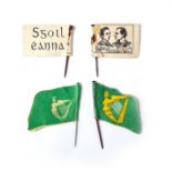 Pearse Memorial Fund, four flag day pins, two types. Two flag pins with Padraig and William Pearse