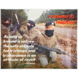Northern Ireland Troubles, Republican colour poster, male and female IRA volunteers "Forward to