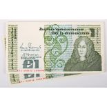 Central Bank of Ireland, Series 'B' One Pound banknotes, 26.04.88, sequential run of 28, KIJ