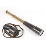 19th Century 'The Target'' brass & leather three draw telescope by Dollond, London, No. 9478, with