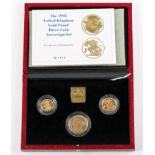 1995 Gold proof three-coin Sovereign set, comprising double sovereign, sovereign and half sovereign,