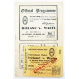 Rugby 1948-2009 Ireland v Wales Grand Slam programmes. 1948 (13 March) Ireland v. Wales, programme