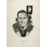 Heinz Wolfgang Schnaufer (1922-1950) WWII Fighter Ace. A print of Major Schnaufer wearing Knight's