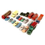 Collection of pre-war and post-war unboxed model cars and trucks, generally G to VG, play-worn. (22)