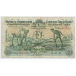 Banknote. Currency Commission 'Ploughman', Munster and Leinster Bank, One Pound, 15-12-37,