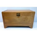 An oriental stained teak and camphor wood lined blanket box, 105cm wide.