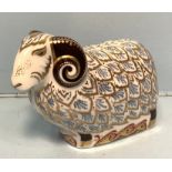 A Royal Crown Derby paperweight 'Premier Ram', limited edition 286/450, with printed marks to base