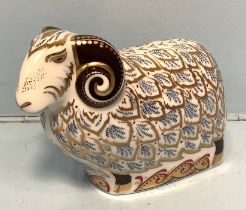 A Royal Crown Derby paperweight 'Premier Ram', limited edition 286/450, with printed marks to base