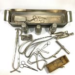 A 1930s Doctor's home birthing kit in tin carry case 40cm long