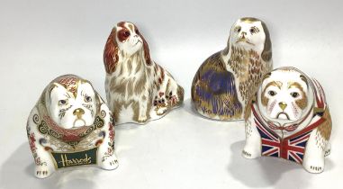 Four assoted Royal Crown Derby paperweights comprising 'Harrods Bulldog', limited edition 318/500