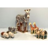 Five assorted Royal Crown Derby paperweights comprising 'Baby Zebra' with printed marks to base