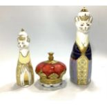 Three Royal Crown Derby paperweights comprising 'Royal Cat George', limited edition 76/450, 'Royal