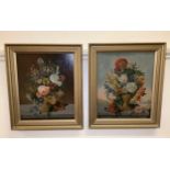 20th Century School. A pair of Dutch 'style' still life studies of flowers in vases, unsigned, oil