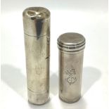 A Victorian silver two-piece shaving brush in cylindrical case, London, 1882, together with a