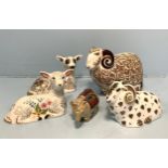 Five assorted Royal Crown Derby paperweights comprising 'Peep', limited edition 7/1000, Kedleston