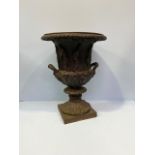 A 19th century cast bronze copy of the Medici Vase, modelled with Greek figures to the side and