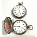 Two various silver-cased pocket watches, one an open-face example by Waltham, hallmarked Birmingham,