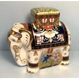 A Royal Crown Derby paperweight 'Father Elephant', with printed marks to base and gold stopper,