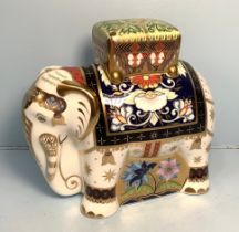 A Royal Crown Derby paperweight 'Father Elephant', with printed marks to base and gold stopper,