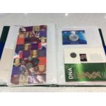 Ring binder containing commemorative and collectors coins including: 'Pounds Shillings and Pence 9-