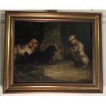 Manner of Richard S Moseley/19th Century School study of a scruffy dog up on back legs holding