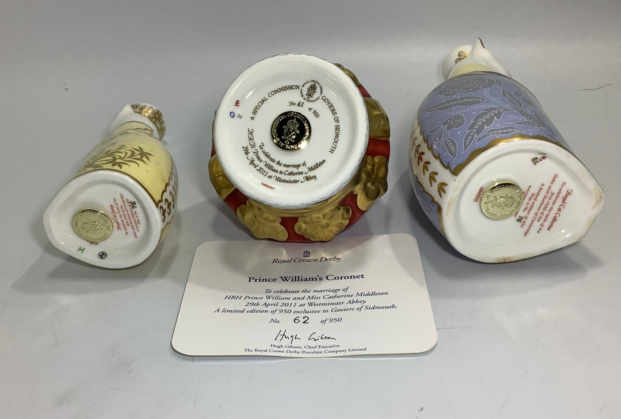 Three Royal Crown Derby paperweights comprising 'Royal Cat George', limited edition 76/450, 'Royal - Image 2 of 3