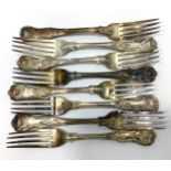 Eight assorted Georgian and Victorian silver forks, including some examples by Benjamin Davis,