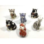 Six assorted Royal Crown Derby paperweights comprising 'Fireside Kitten', limited edition 445/