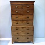 A George III mahogany chest-on-chest, with two short and three long graduated drawers to the top,