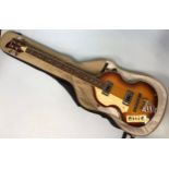 A Tanglewood RVB-2 violin/viola bass guitar LH, left handed, in sunburst finish with soft 'Italia'