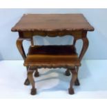 A African hardwood, possibly Stinkwood, side table with serpentine shaped edge and frieze, on