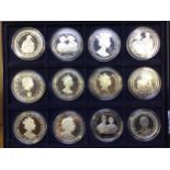 Twelve various silver proof commemorative coins including 'Aldernay 2000 Five Pounds', 'Isle of