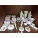 A Regent of London dressing table set together with a three-piece brush and mirror set with