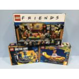 Three various Lego sets including Friends The Television Series Central Perk with figures, No.21319,