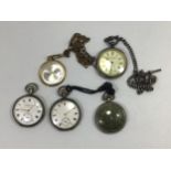 A silver cased pocket watch by John Myers & Co, with silver Albert chain, together with another